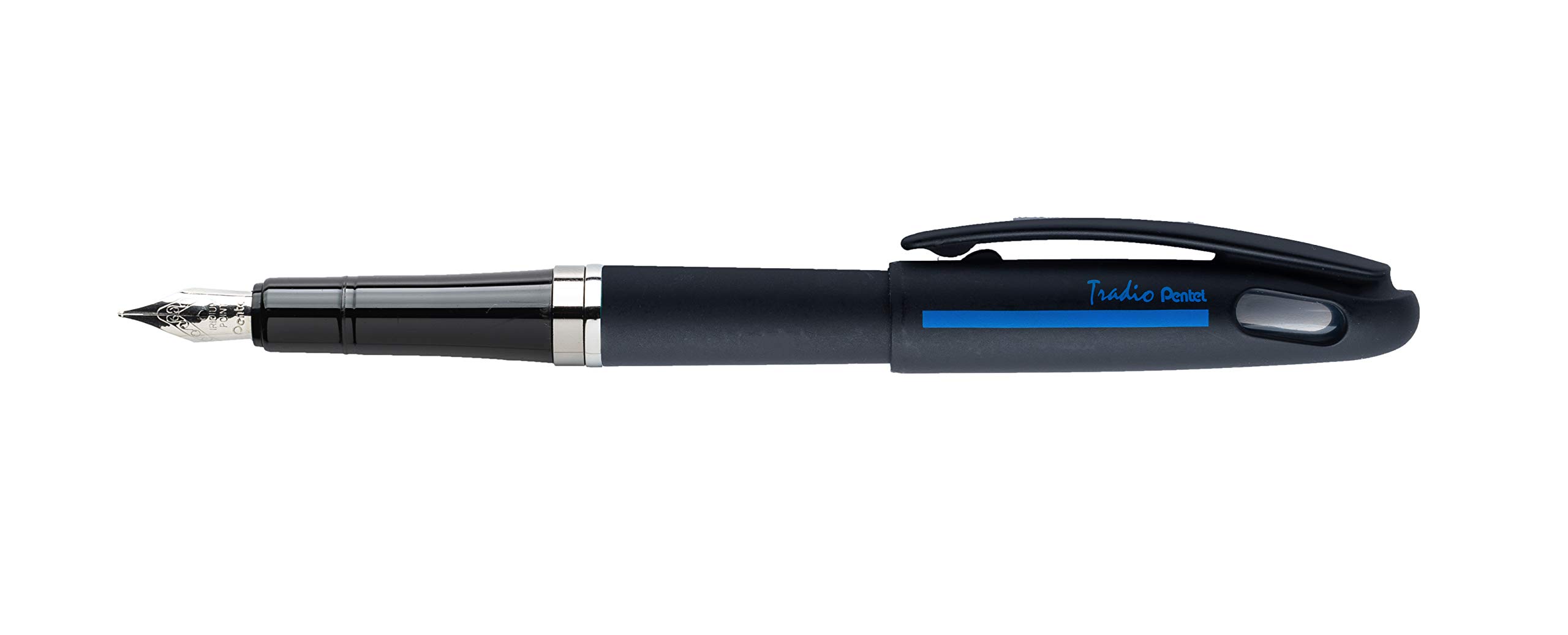 Pentel Tradio Fountain Pen - Matte Black Refillable Pen With Medium Tip