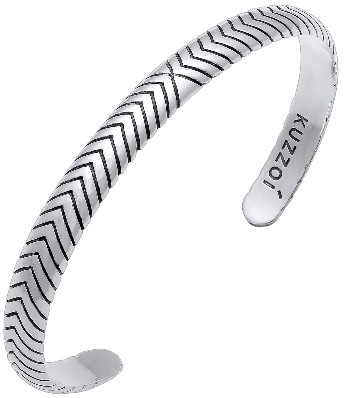 Kuzzoi Buda 0212851118_19 - Pulsera de plata de ley 925 para hombre, 19 cm, 7 mm de ancho, 22 g de peso