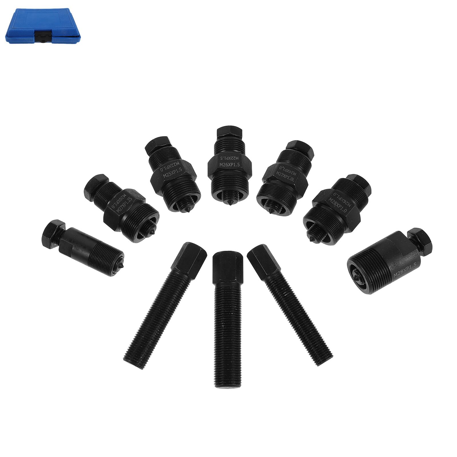 ORFOFE 10 Pezzi Kit Attrezzi per Rimozione Volano Veicoli a Due Ruote in Acciaio al Carbonio Nero, Portatile con Custodia per Officine e Appassionati Fai-da-Te
