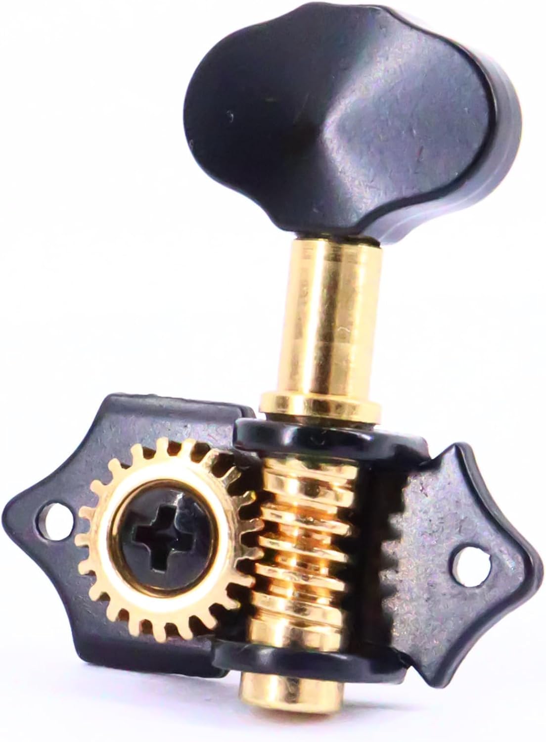 2R2L Black-Plated Tuning Peg Machine Head Tuners For 4 String Ukulele Guitar Bass, Gear Ratio 1:19, Bass Tuning Key Pegs Machine Head Replacement