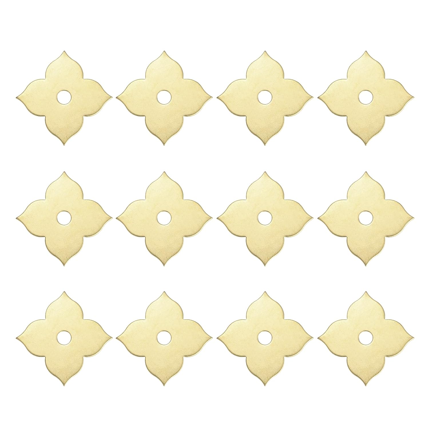 uxcell 6Pcs Cabinet Knob Backplate, 1.69 Inch Lucky-Clover Shape Brass Backplate Washers Classical Furniture Decoration Gasket for Cabinet Drawer Cupboard Doors Hardware(Brass)