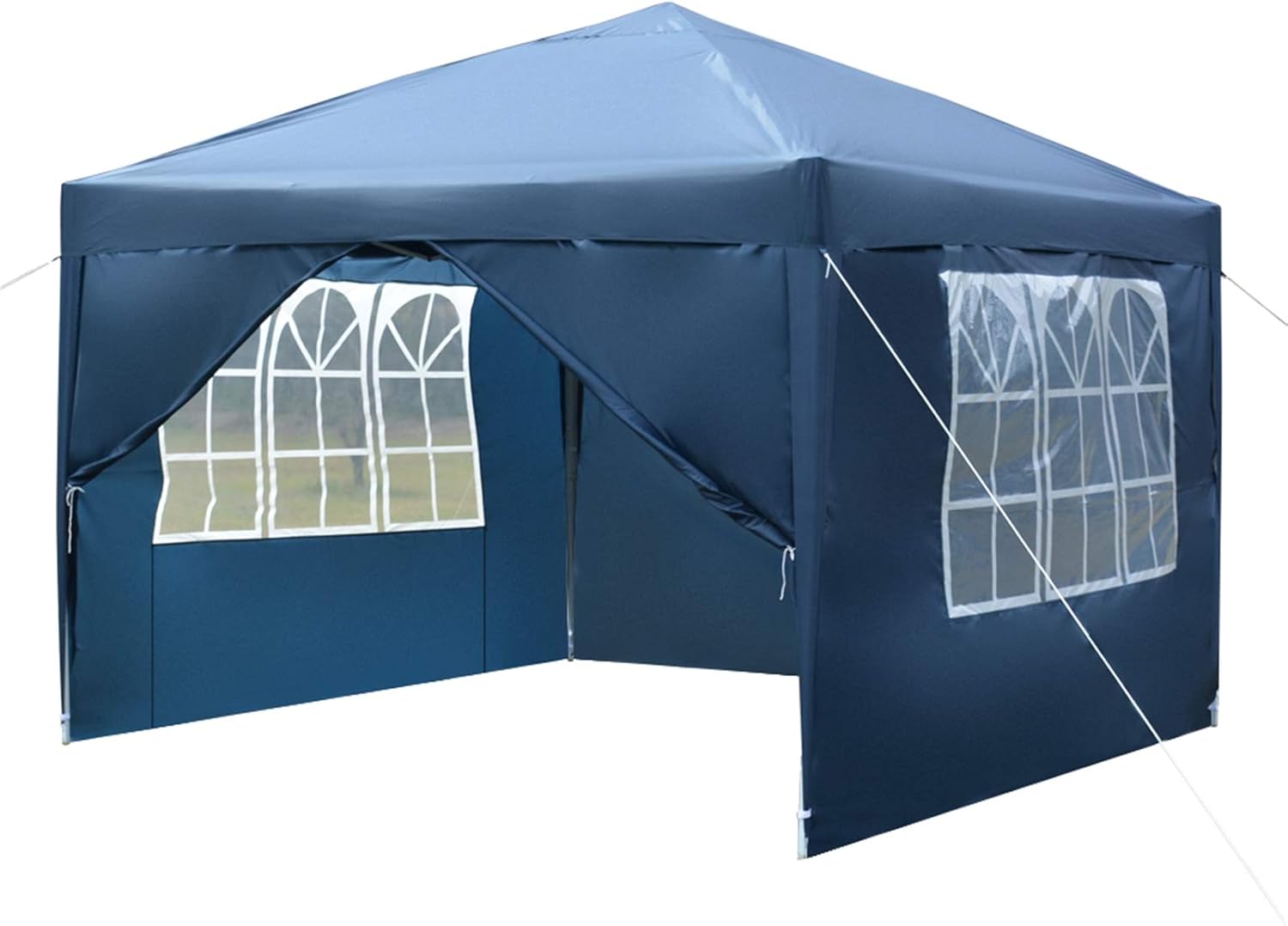 Feufeu Outdoor Canopy Tent with 2 Doors and Windows Portable Folding Gazebo Beach Sidewalls Adjustable Height Camping Sun Shelter Waterproof Sheds for Patio Backyard Wedding Party, Blue