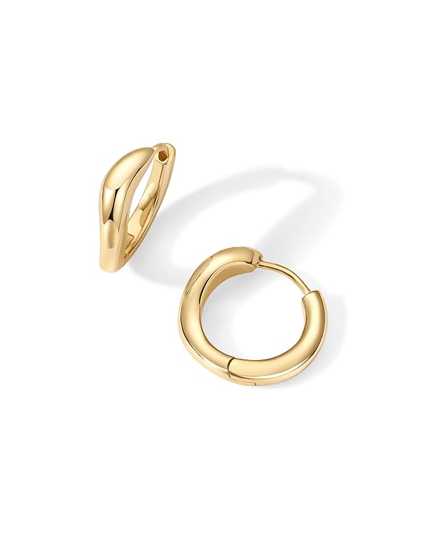 PAVOI 14K Yellow Gold Plated 925 Sterling Silver Posts Wavy Huggie Hoops | Twisted Wave Hoop Earrings for Women by PAVOI - Image 3