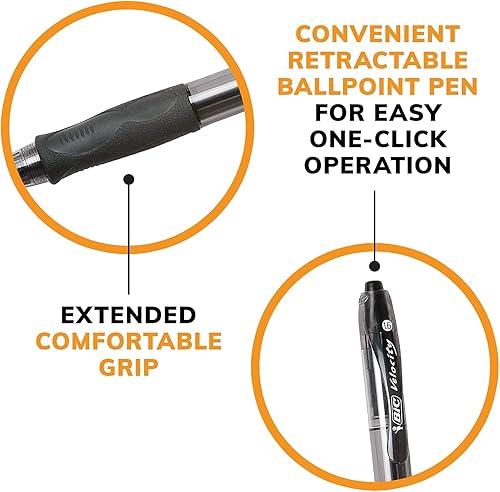 Miniatura 7 de BIC Glide Bold - Bolígrafos negros, punta gruesa (0.063 pulgadas), paquete de 12 unidades, bolígrafos retráctiles con cómodo agarre completo