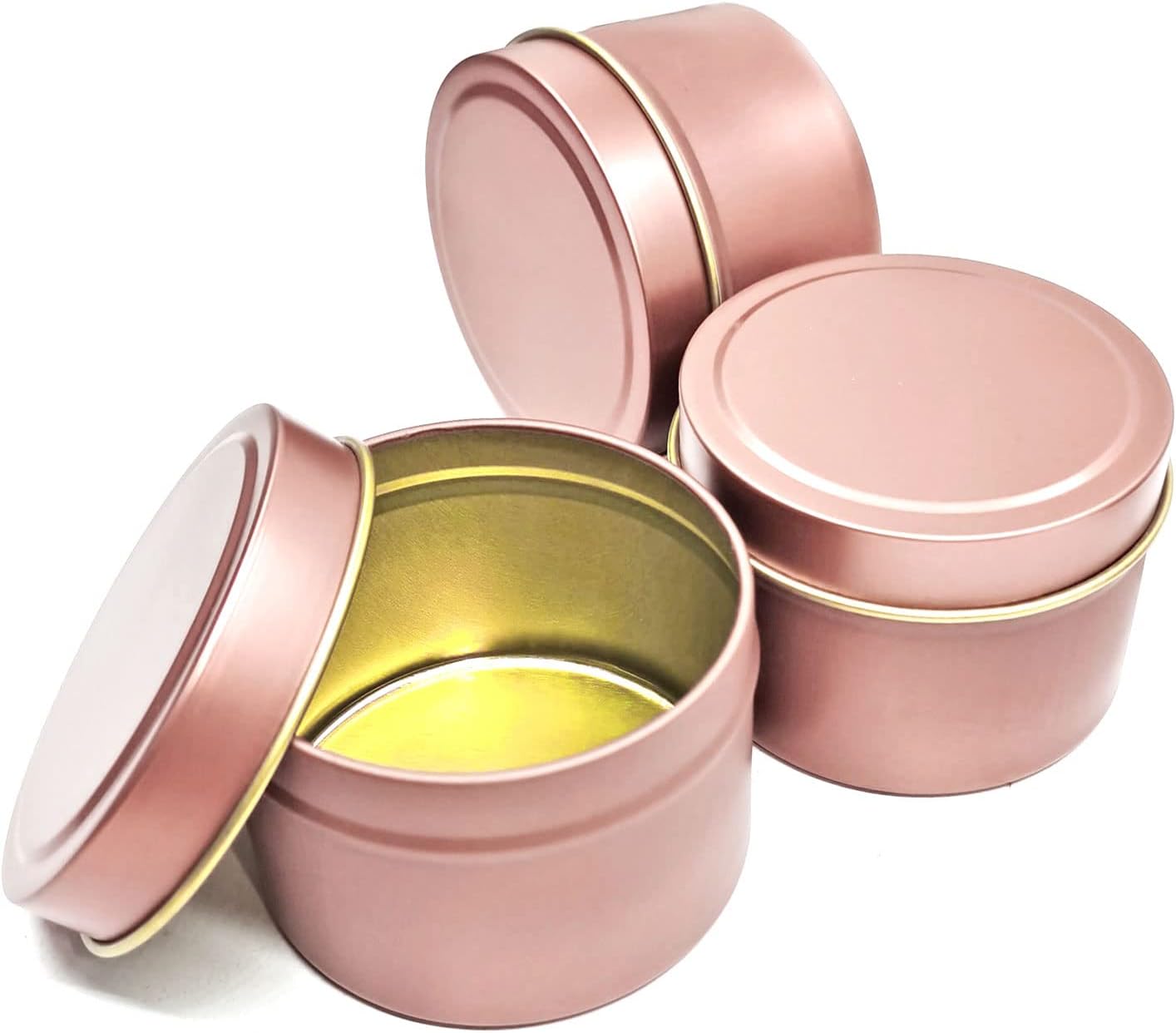 Rose Gold Candle Tins 8oz, 12Pcs Candle Tins for DIY Big Candle Container Tins for Candle Making Rose Gold Cantainer Tins