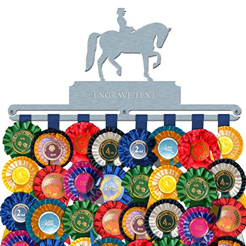 Personalised Rosette Holder Display | DRESSAGE | Brushed Stainless Steel | Wall Mounted Horse Show Rosette Hanger
