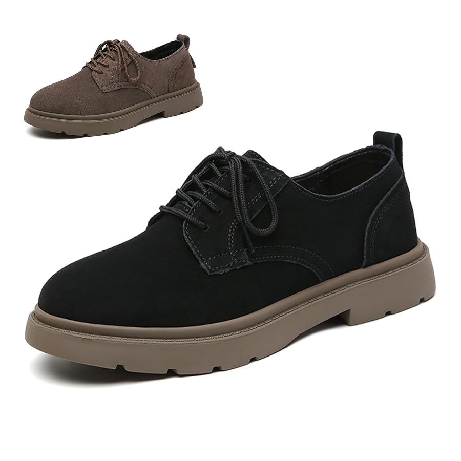 Office Oxford Women's Round Toe Derby Platform Shoes – Lace-Up Casual & Work Shoes