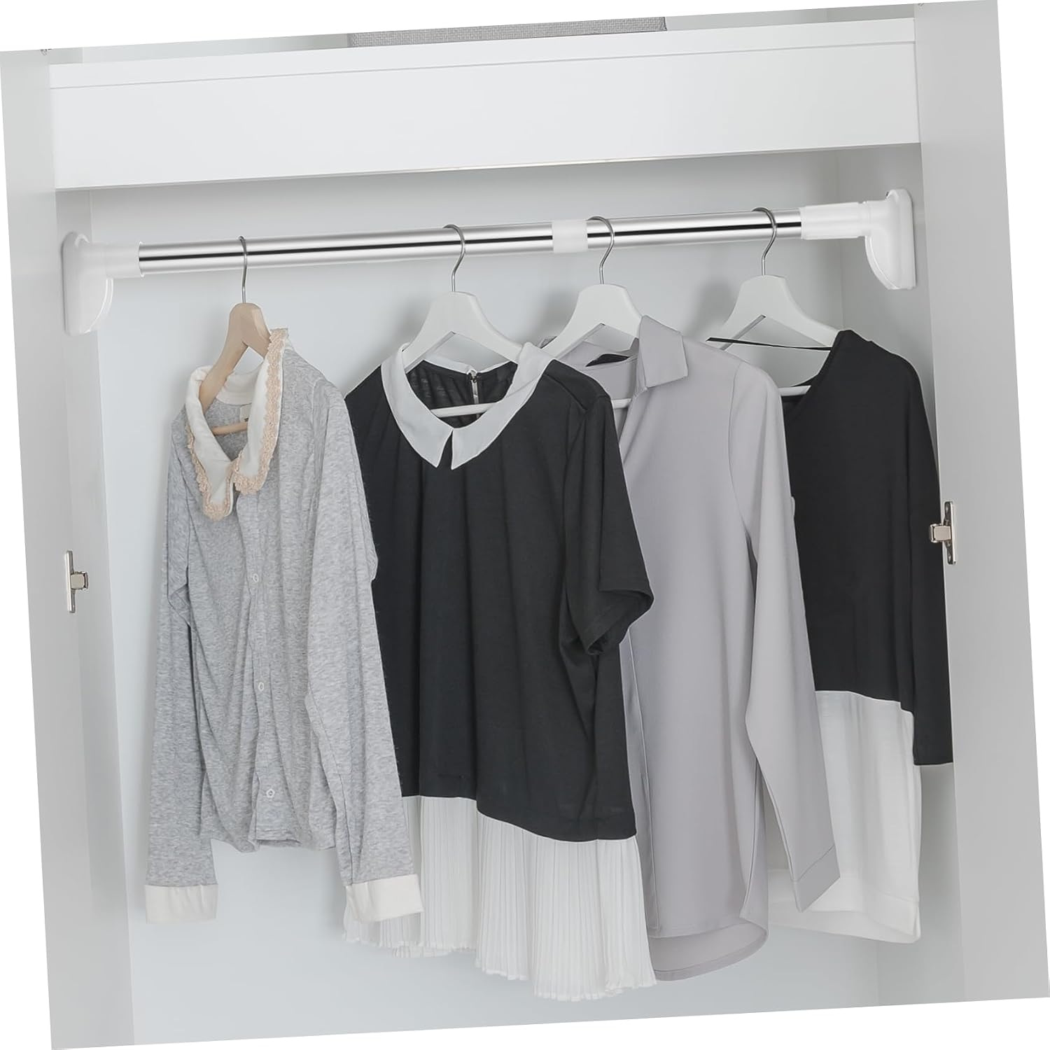Veemoon 2pcs No-drill Closet Extender Rods Heavy Duty Stainless Steel Adjustable Hanging Rod for Closets