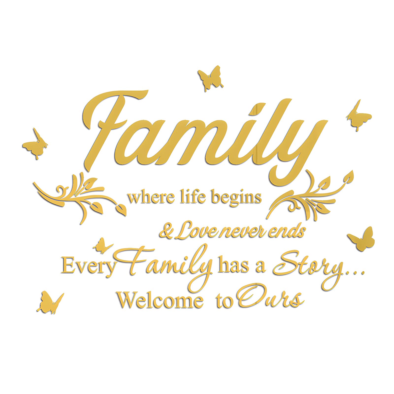 Fkereg Family Where Life Begins & Love Never Ends Every Family Has a Story Welcome to Ours Mirror Wall Decals Stickers