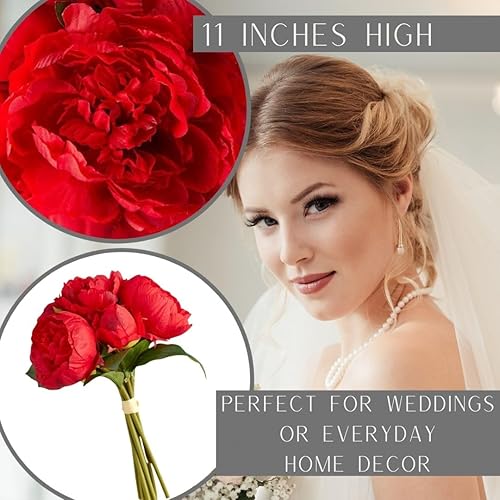 Vista 7 de Factory Direct Craft Buttercream - Ramo de peonías artificiales, paquete de flores de seda artificial para primavera, Pascua, vacaciones, fiestas