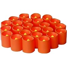 Orange Battery Operated Flameless LED Votive Candles for Halloween 24 Pack