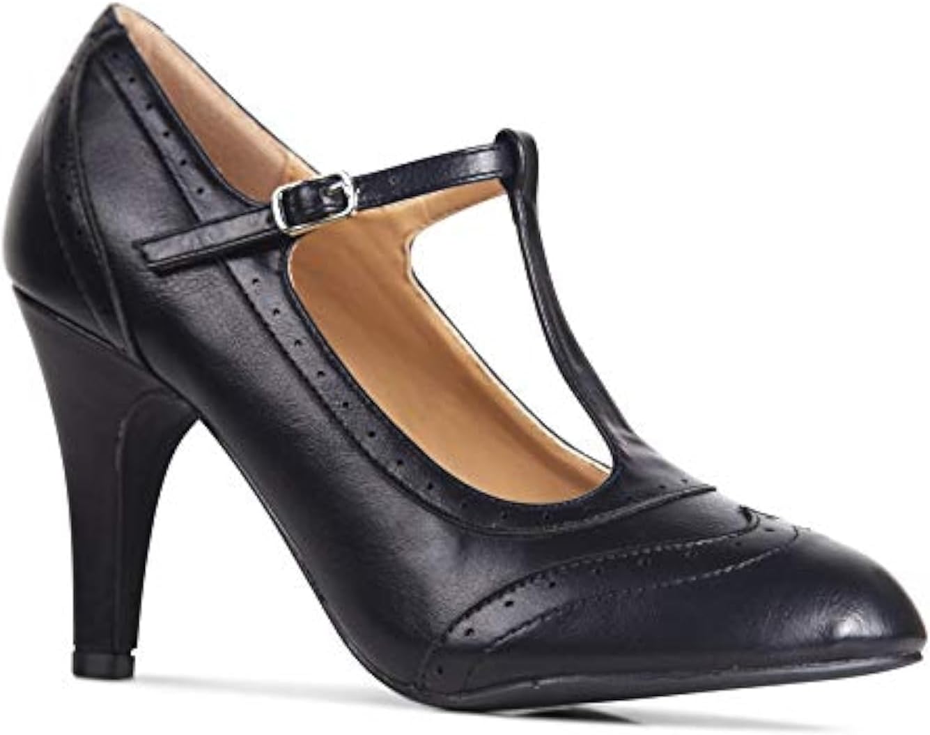 J. Adams Tango Heels for Women - T-Strap Round Toe Retro Oxford Pumps
