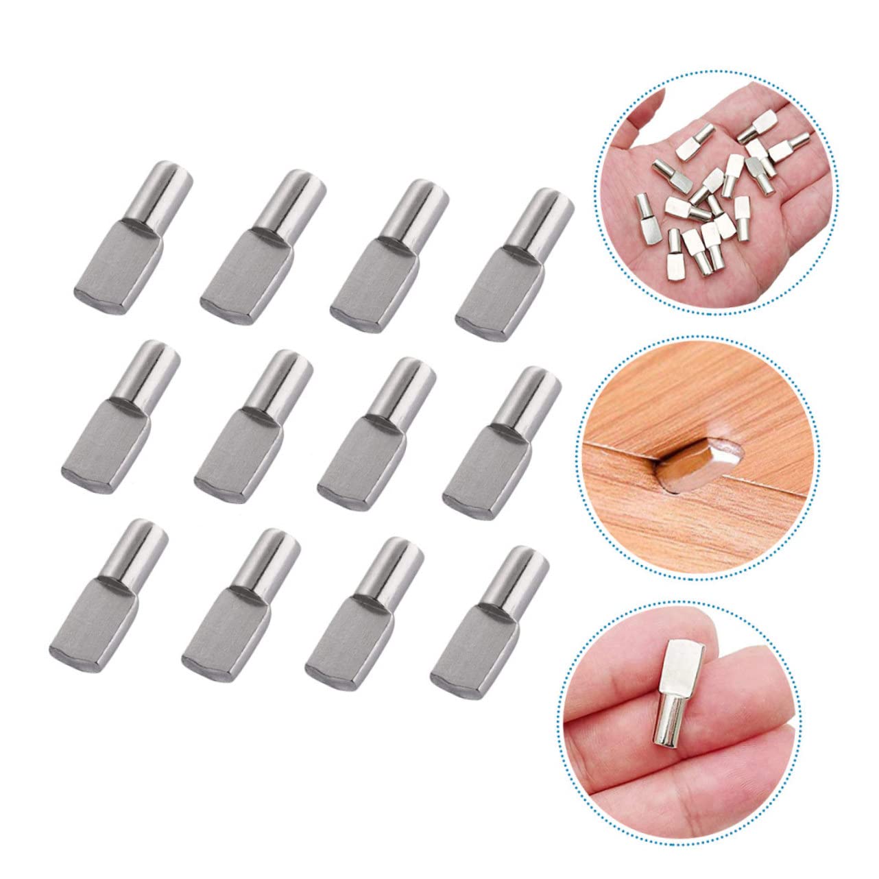 Mikikit 150Pcs Shelf Pegs Support Pins for Cabinet and Furniture Shelves Durable Silver Cabinet Board Bracket for Bookcases and Home Organization
