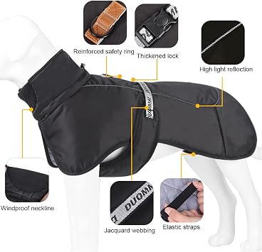 Dog Coats Waterproof Windproof Warm Winter Jacket Safe Jacket Threaded with Reflective Stripes for Medium and Large Dogs with Harness Hole for Puppies Pets Cold Weather Clothing Vest