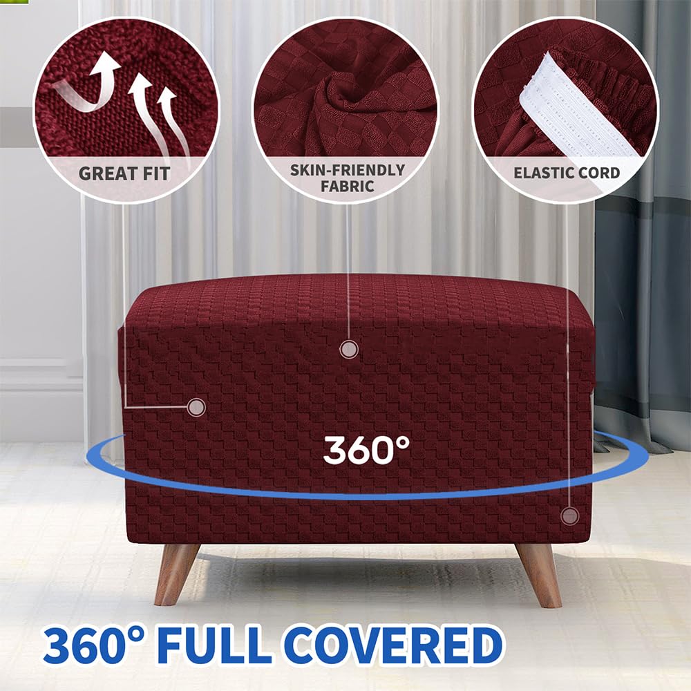 Lukery Housse de Pouf Ottomane Carrées, Extensible Rectangulaire Housse de Protection pour Repose-Pieds Lavable Doux Housse de Pouf pour Salon avec Fond Élastique (Vague,40x60cm Lukery Housse de Pouf Ottomane Carrées, Extensible Rectangulaire Housse de Protection pour Repose-Pieds Lavable Doux Housse de Pouf pour Salon avec Fond Élastique (Vague,40x60cm