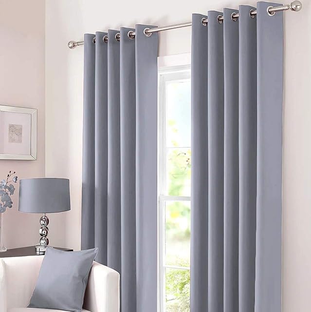 Kinfolk Textile Blackout Thermal Eyelet Ring Top Insulated Pair of Curtains Including 2 Tiebacks (Grey Silver, 46" x 54")