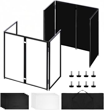 Portable DJ Facade Frame, 45 x 40 Inch Folding DJ Table DJ Facade Station for DJ Controller, Mixer and Laptop for Events and Parties - Includes Carry Bag and Two