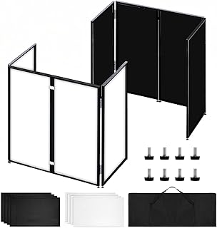 Portable DJ Booth Facade Stand, Foldable DJ Table 45"x40" Tabletop, DJ Facade Station for DJ Controller, Mixer & LaptopEvents&Parties – Includes Carry Bag&Two Metal Corner Tables