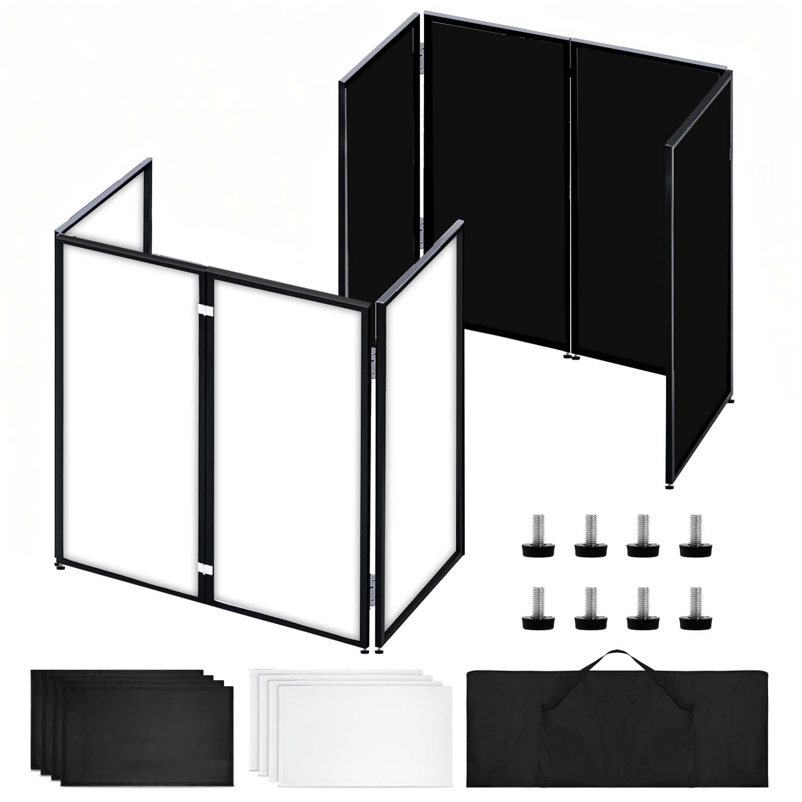 Soporte de fachada portátil para DJ, mesa plegable de DJ de 45 x 40 pulgadas, estación de fachada de DJ para controlador de DJ, mezclador y laptop, eventos y fiestas, incluye bolsa de transporte y dos