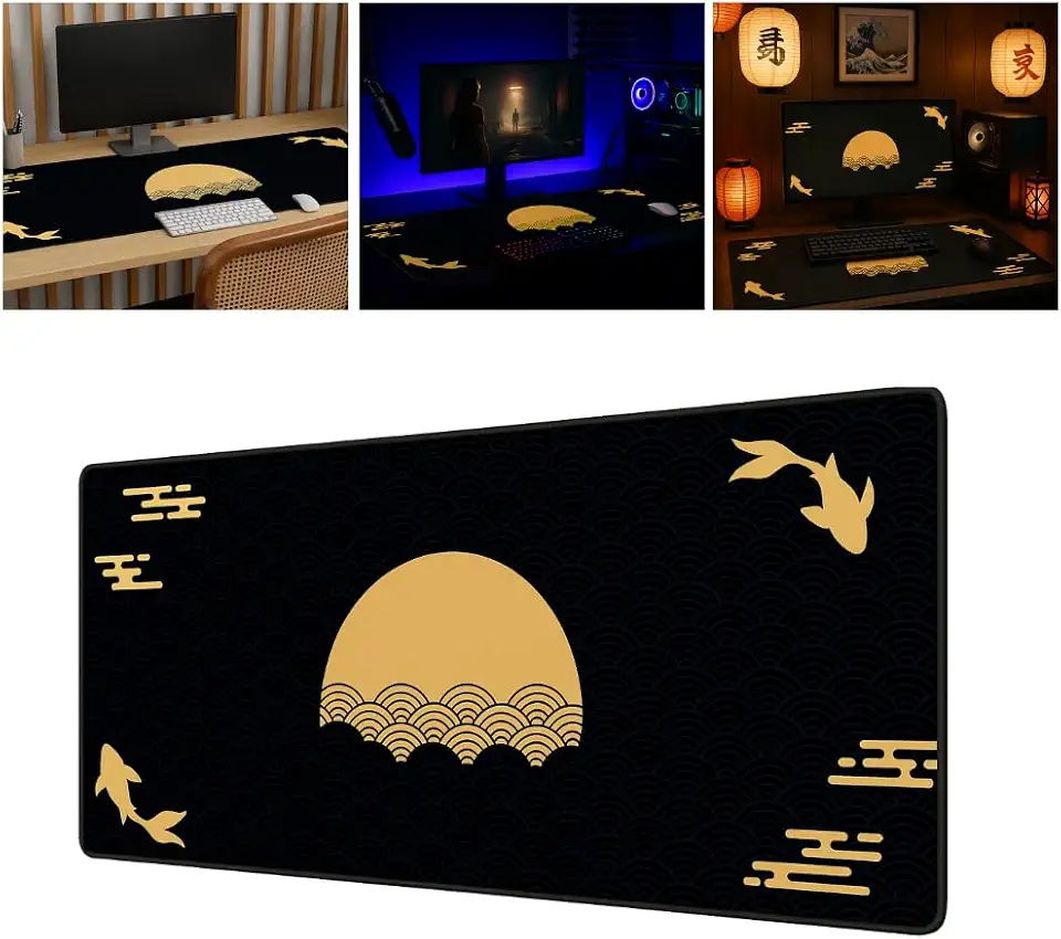 Mouse Pad Gamer Profissional 60x30 Premium Antiderrapante Impermeável Lavável Bordas Costuradas Setup Gamer (Preto)