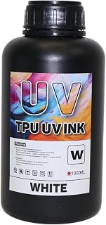TPU UV DTF Ink 1000ML White, Ink for 3D Logo Label Fabric Printing, for UV Flatbed & UV DTF Printer, Work with XP600 i3200 i1600 L805 DX5 DX6 DX7 DX10 Series Printhead (1000ML White)