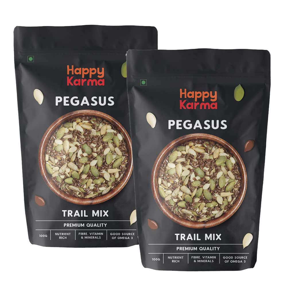 Happy Karma Pegasus Trail Mix, Healthy Munching, Nutritional Power House, 100 Gm Each (Pack of 2)