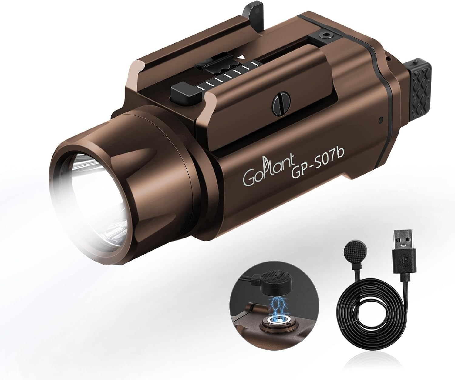 2500 Lumens Weapon Laser Light Combo - Adjustable Rail LED Light, Aircraft-Grade Aluminum, Magnetic Rechargeable Strobe Tactical Flashlight for Picatinny or GL Rail