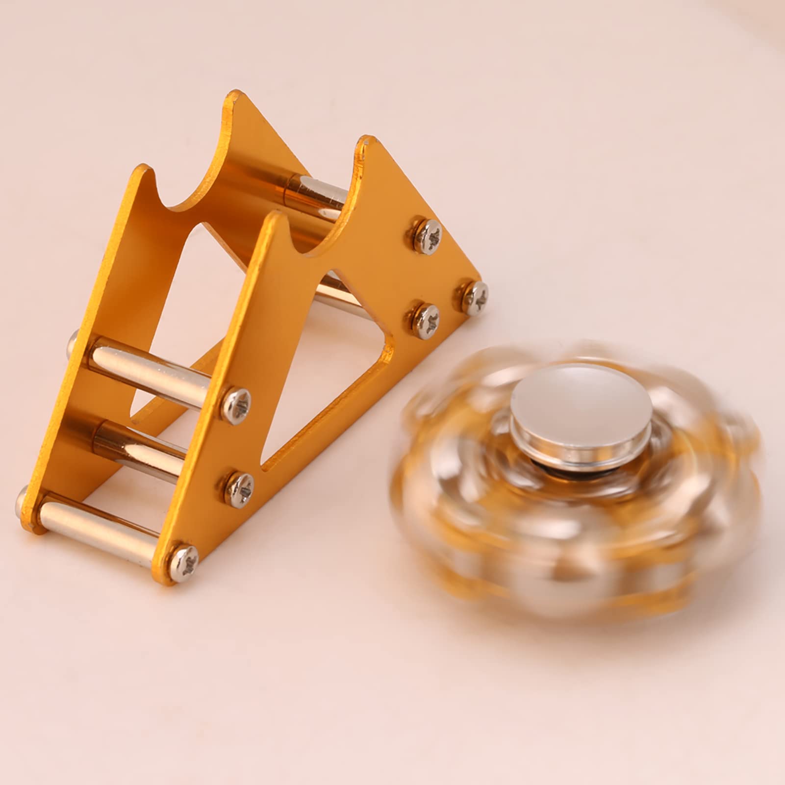 OVAQUIXI Gyro Toy, Aluminum Alloy Ferris Wheel Fidget with Tripod Stress Relief Hand Toy for Kid and Adults Yellow - Image 2