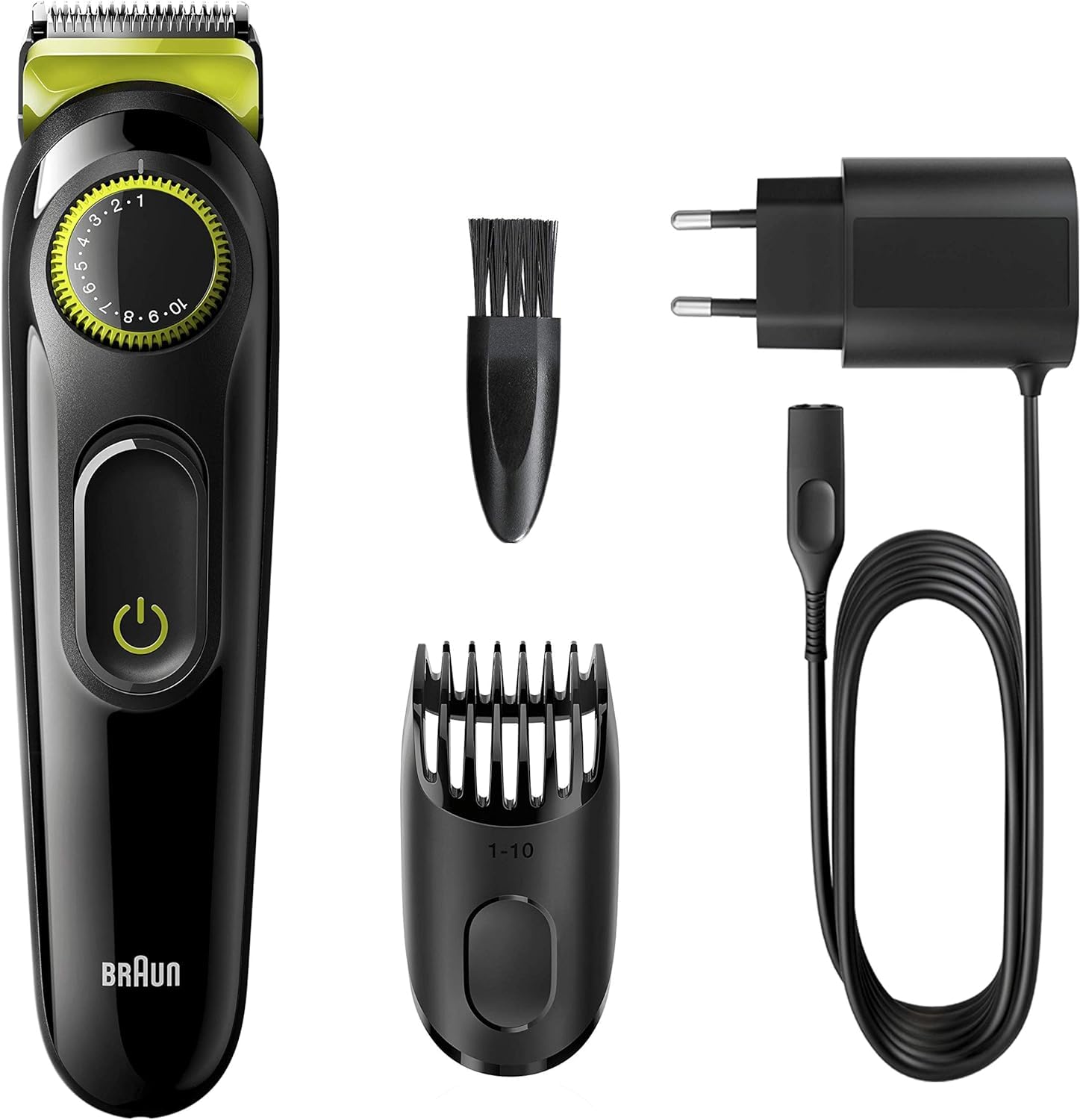 Braun BT3221 Regolabarba Uomo e Tagliacapelli con Lame Affilate di Lunga Durata, 20 Impostazioni di Lunghezza, Nero/Verde