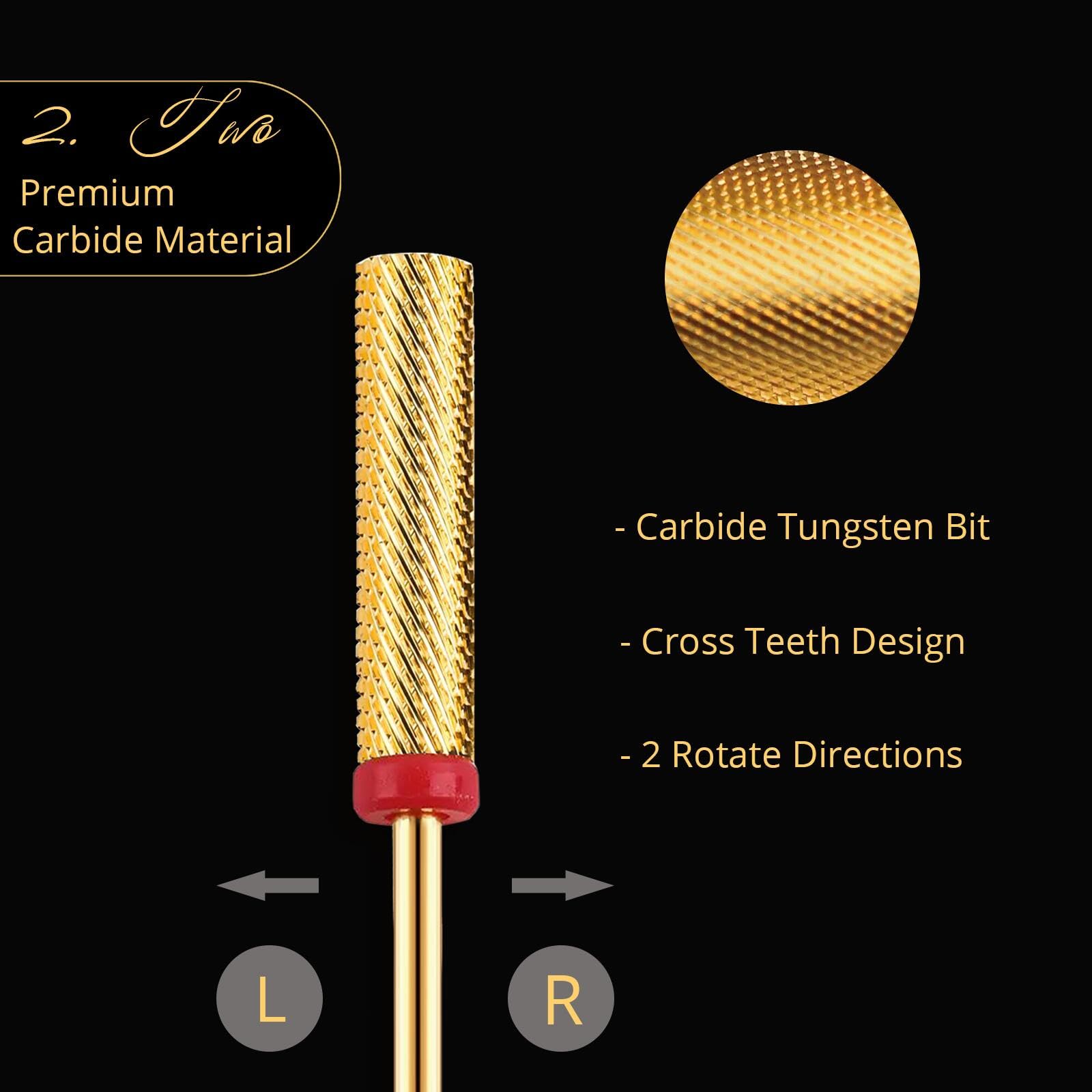 Nagelbohrer, langer Nagelbohrer, Nagelbohrer für Acrylnägel, fein, Gold