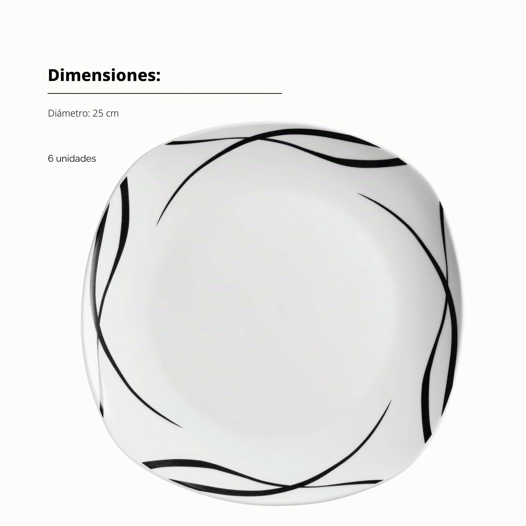MÄSER Serie Decora, juego de platos para 6 personas, 18 piezas en forma cuadrada, elegante, atemporal, porcelana