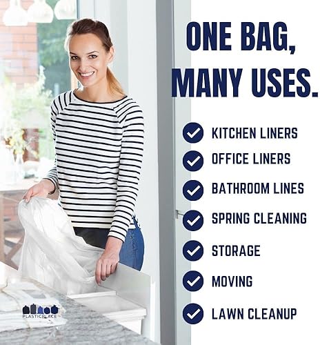 Miniatura 4 de Plasticplace Bolsas de basura de 13 galones de 0.7 mil │ Bolsas de basura blancas Value Line │ 23.5 x 28 pulgadas (180 unidades)