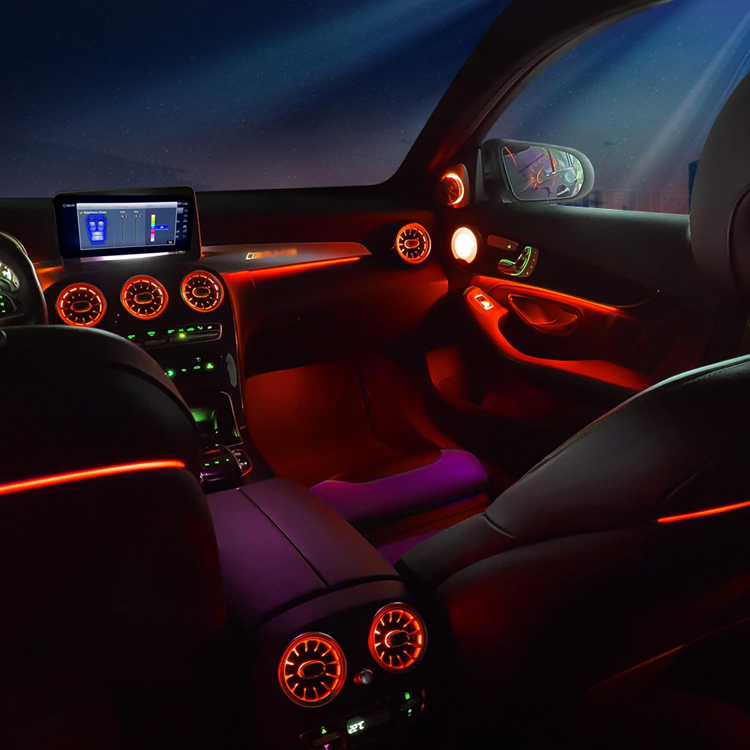 Mercedes Benz Cクラス 64色　エアベント Amazon.co.jp: 64色 エアベントアンビエントライト メルセデスベンツC