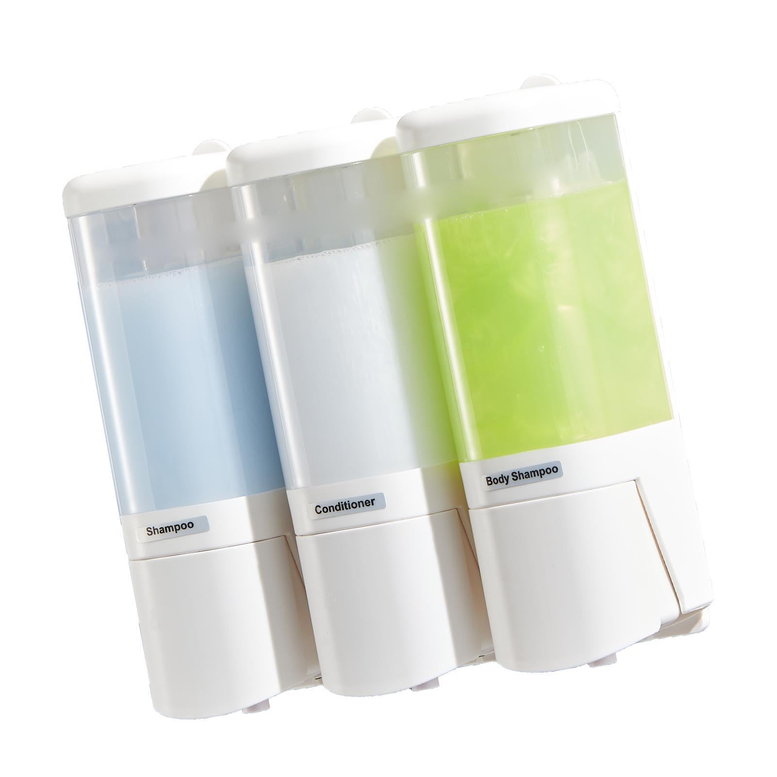Dozownik Mydła w Płynie do Montażu na ścianie, Ręczny ścienny Dozownik Mydła 480 Ml X 3 Komory, Szeroko Otwierający się Wkład, Szczelna Pompa, Przezroczysta Butelka do łazienki, Kuchni
