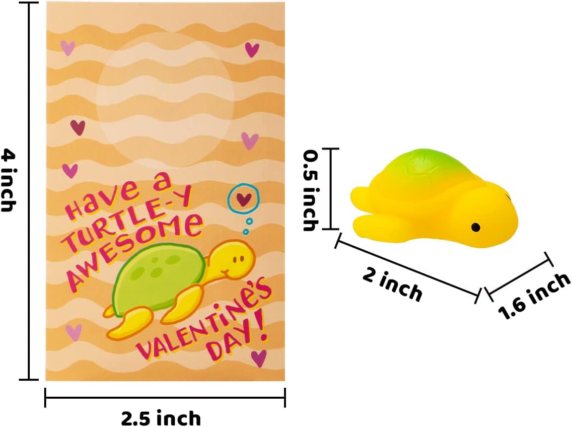 JOYIN 28PCS Valentines Day Gift Cards with Mochi Squishy Toys, Kawaii Sea Animals Mochi Squeeze Toys, Stress Relief Fidget Toy for Kids Valentine Classroom Exchange, Party Favors Prizes