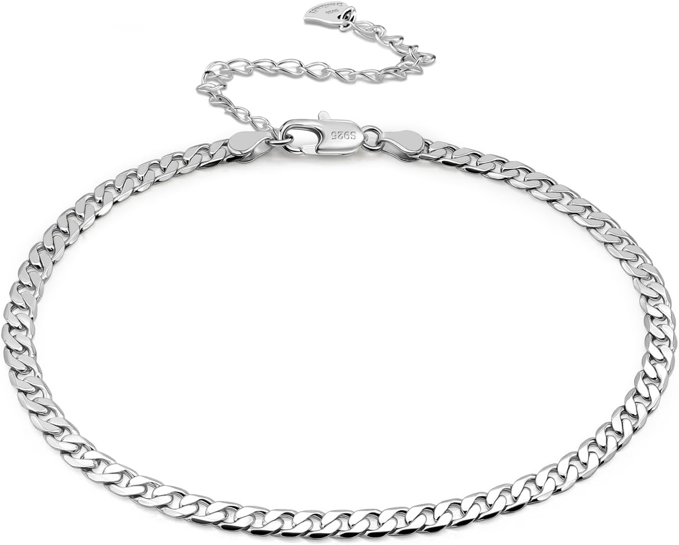 Dankadi 925 Sterling Silver Anklets Bracelet Women/Men Waterproof Simple Durable Chopin Chain/Cuban Link/Figaro/Box/Twist Rope Chain For Beach Foot Jewelry Gift