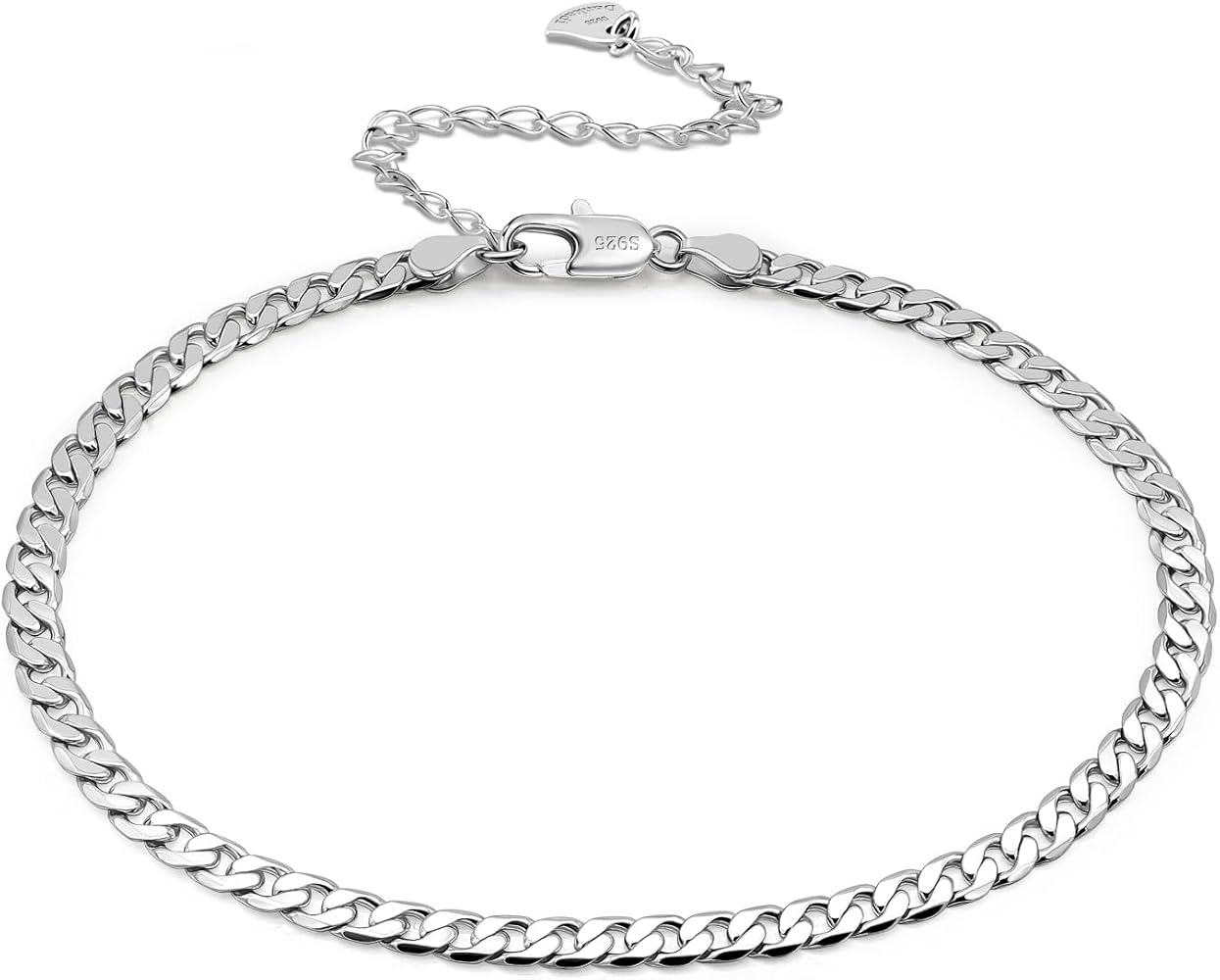 3 Bracelets De Cheville En Argent Sterling Pour Femmes - Chaînes Cubaine, Figaro & Serpentine