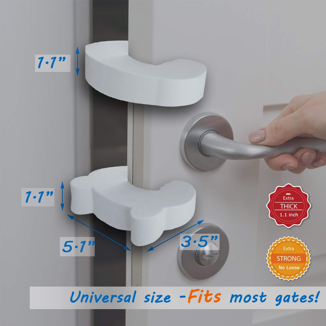 Finger Pinch Guards 4pk | Door Slam Stopper | Baby Proofing Doors Extra Thick 1.1 inch | Prevents Fingers Injuries Fit All Door gate Cling Tightly