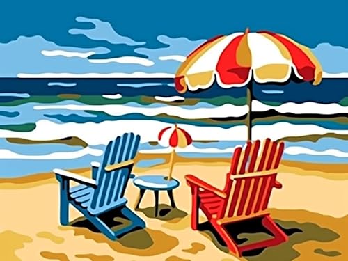 Reofrey Kits de arte de diamantes de imitación redondos para adultos, playa de arena, costa completa, kit de pintura de diamantes de imitación