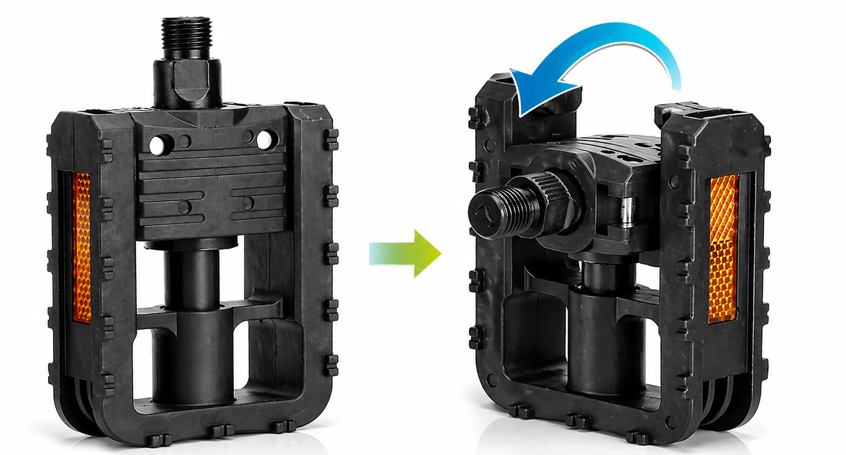NLIGHTING Pedali Pieghevoli per Bicicletta, Pedali MTB Salvaspazio con Sistema Quick Fold, Antiscivolo con Riflettori, Perno Acciaio, 9/16 Universali per City Bike MTB E-Bike