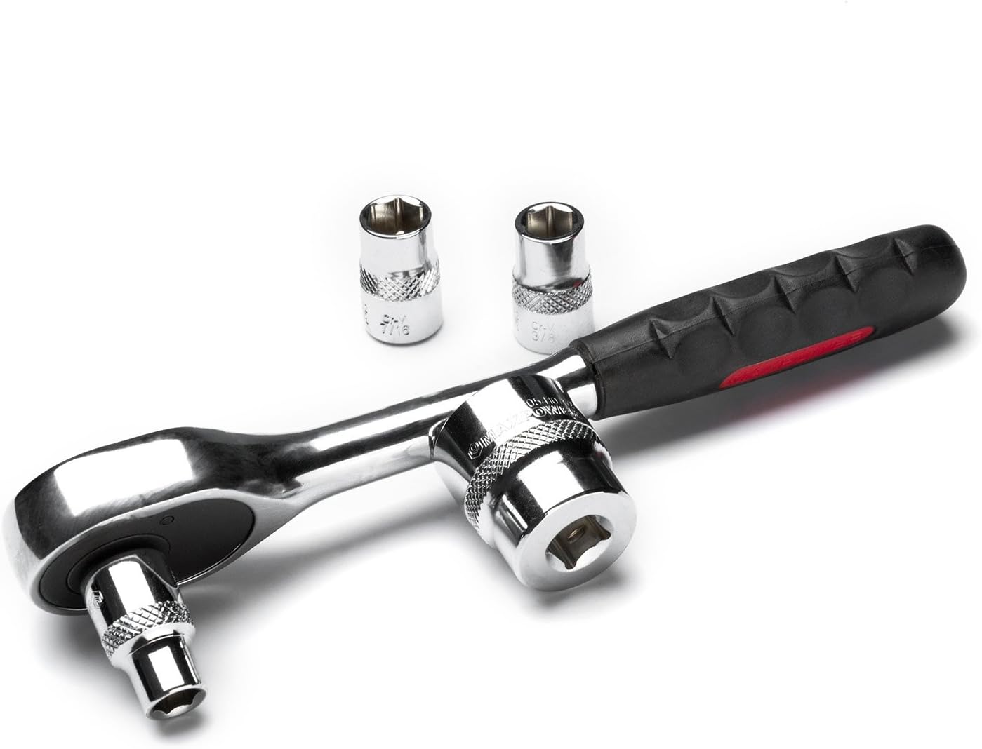 MAXPOWER 21pc 3/8-inch Ratcheting Socket Wrench Set - Metric + SAE - Pro Grade Quick Release Reversible Ratchet Handle with Metric and SAE Sockets on a Handy Rack
