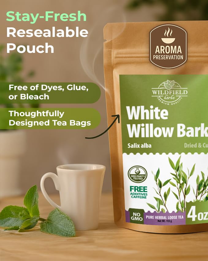 Image of 4 oz. White Willow Bark Tea Herbal (Salix Alba) - 113g White Willow Bark Herb Tea Corteza De Sauce