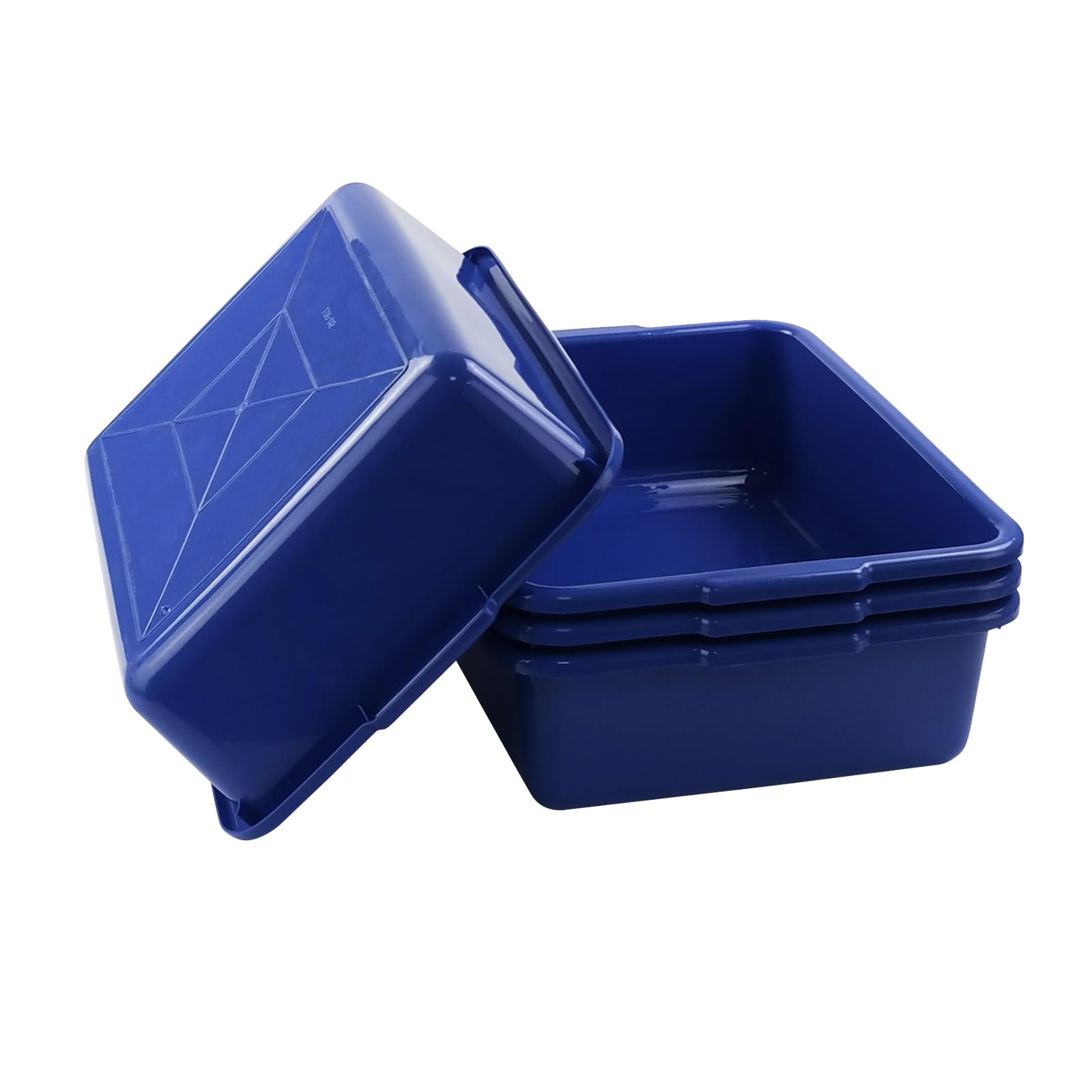 Xyskin Paquete de 4 Cuencos para Lavar, Bandeja de Almacenamiento de Alimentos Poco Profunda, Recipiente de Plástico para Tina de Autobús, Color Azul
