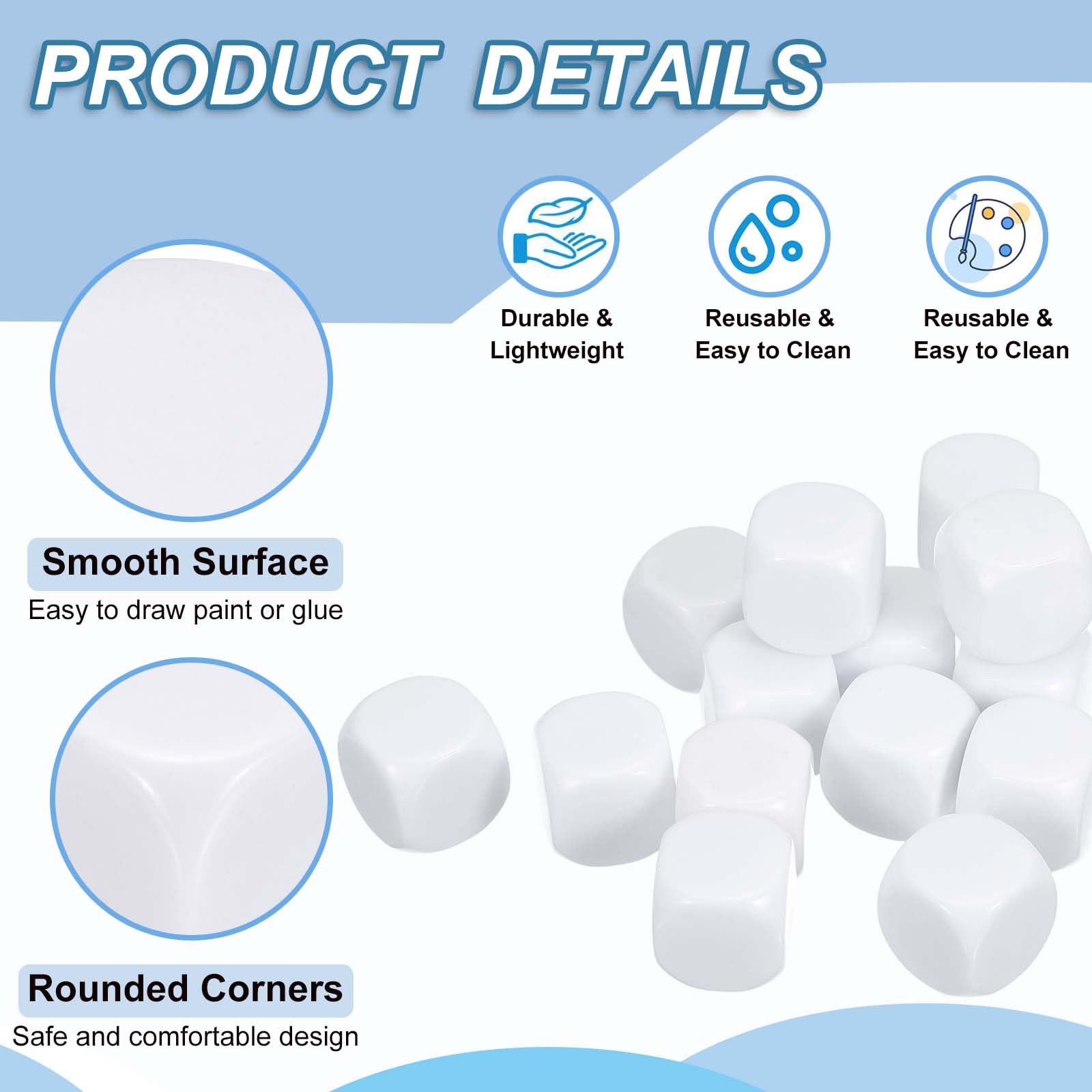 PATIKIL 20 mm Acrylic Dice Blank - Image 3