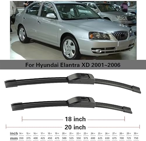 Miniatura 3 de Escobillas de limpiaparabrisas delantero compatibles con Hyundai Elantra XD 2001-2006, limpiaparabrisas para ventana, automóvil, cepillos de lluvia