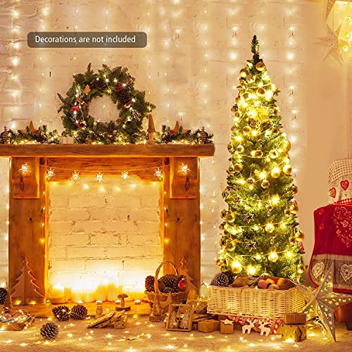 HAPPYGRILL-5FT-Pencil-Christmas-Tree-Slim-Xmas-Tree-Unlit-Skinny-Artificial-Christmas-Tree-with-Foldable-Metal-Stand-PVC-Material-Leaves HAPPYGRILL 5FT Pencil Christmas Tree Slim Xmas Tree Unlit Skinny Artificial Christmas Tree with Foldable Metal Stand PVC Material Leaves