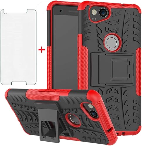 Miniatura 21 de Asuwish Funda para teléfono para Google Pixel 2 con protector de pantalla de vidrio templado y soporte delgado, híbrida, resistente, funda