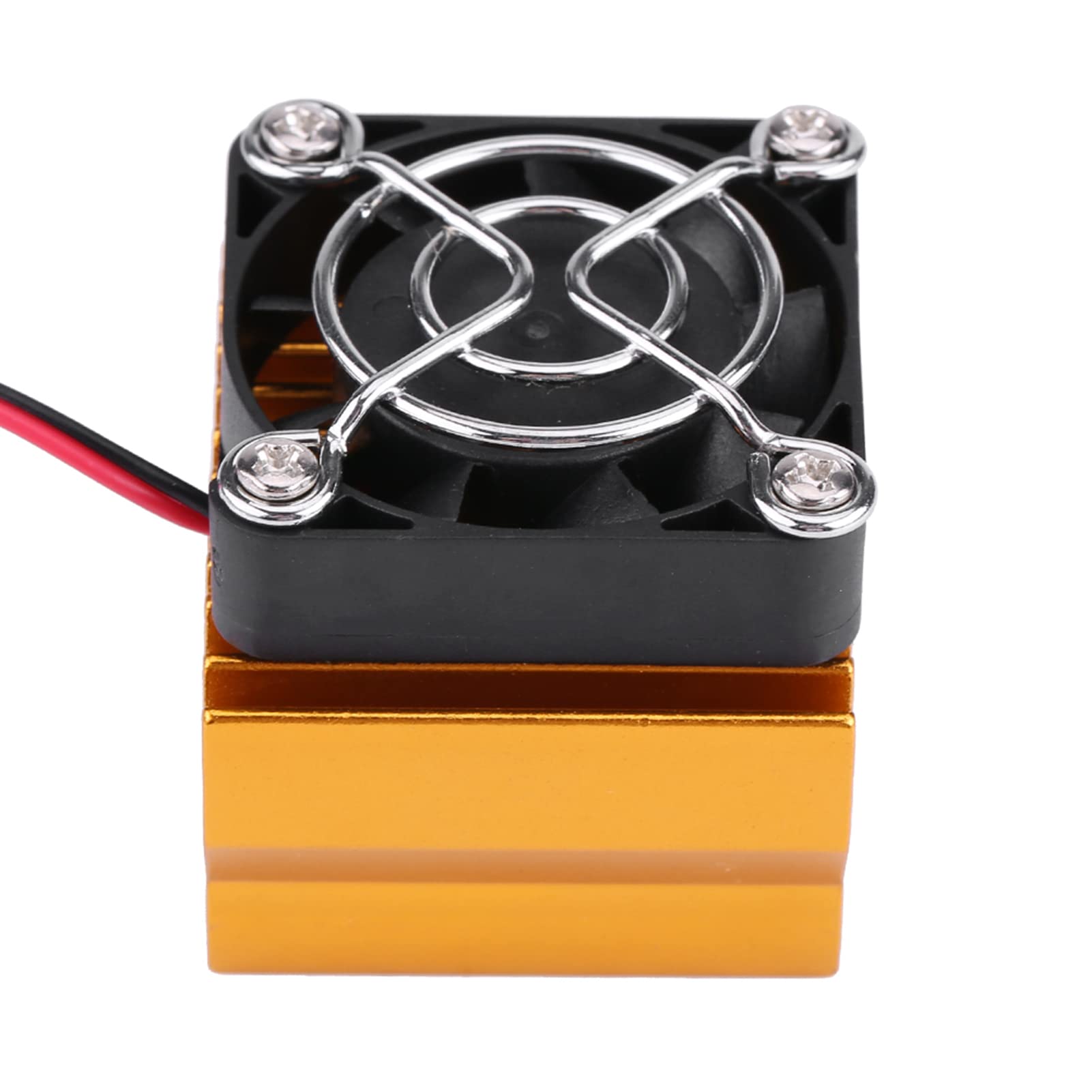 Motor Heat Sink with Cooling Fan,540 550 3650 Motor Heat Sink with Cooling Fan, Heat Dissipation for 1/10 Scale Electric RC Car 540/550 / 3650 Motor (Gold)
