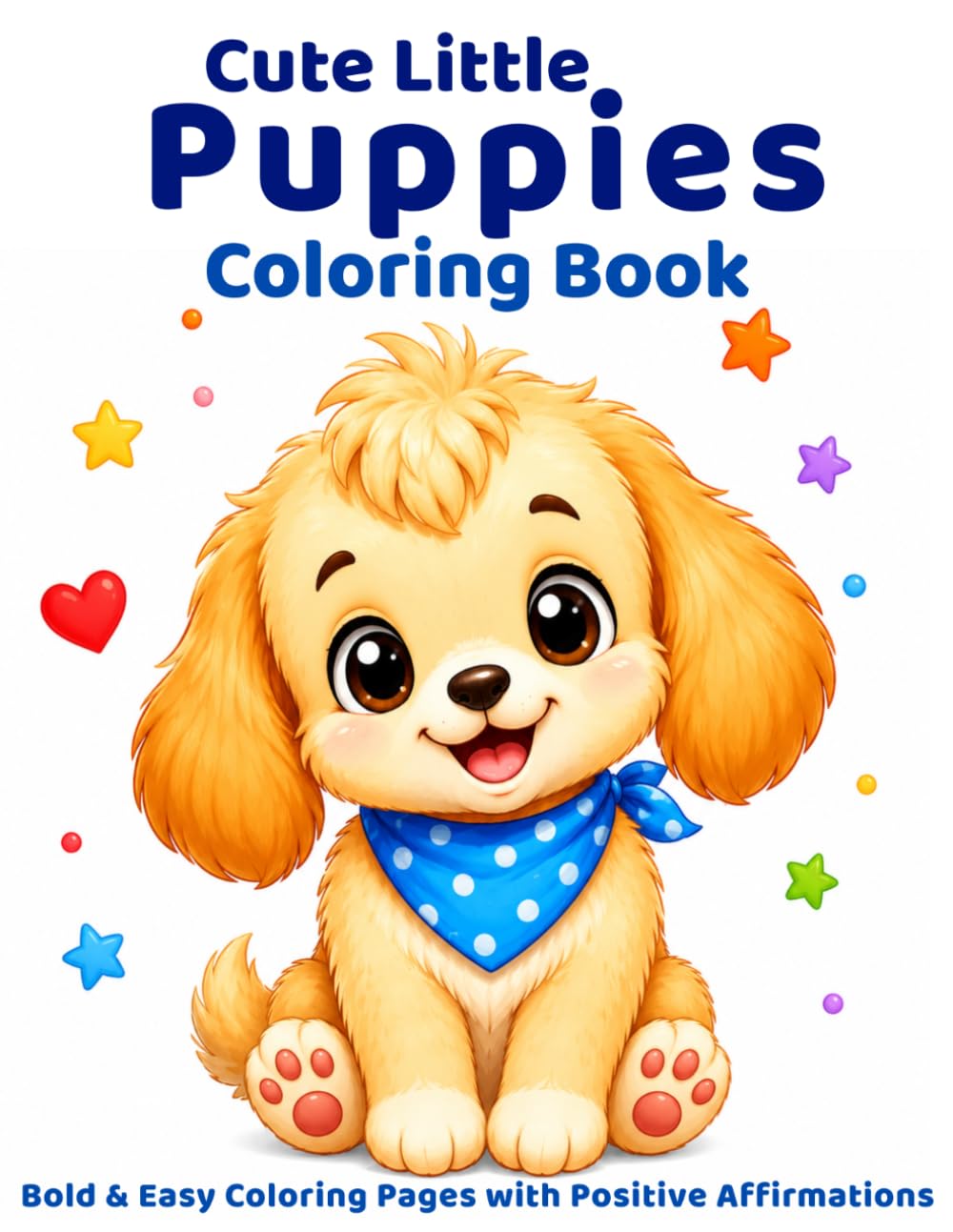 Cute Little Puppies Coloring Book: Bold & Easy Coloring Pages with Positive Affirmations for Kids Ages 2-6 (Cute Little Animals Coloring Book)