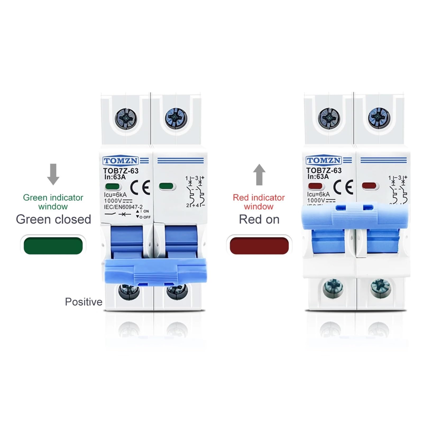 Interruttore automatico solare TOB7Z-63 2P DC 1000V 3A 6A 10A 16A 20A 25A 32A 40A 50A 63A DC MCB